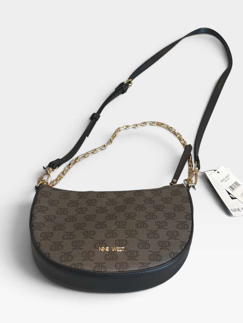 NWT Nine West Chirp Mini Crossbody / Shoulder Bag โ Jet Black Logo